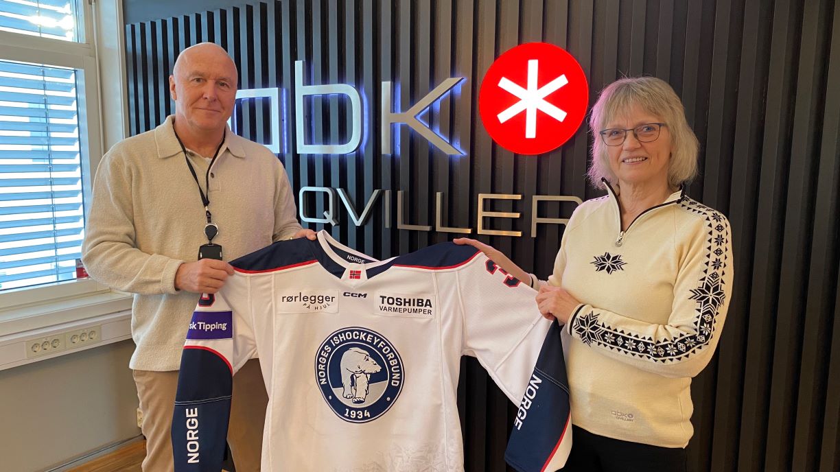 Sponsorsjef i NIHF, Jon Thore Thorstensen og Hilde Eriksen, markedssjef i ABK-Qviller.