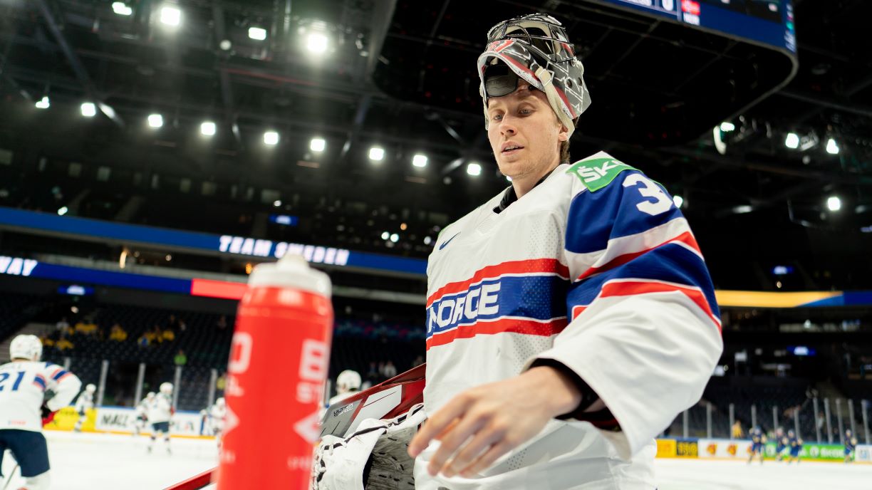 Jonas Arntzen er tatt ut som en av tre målvakter til MECA Hockey Games 2022. Foto: Mathias Dulsrud, Norges Ishockeyforbund.