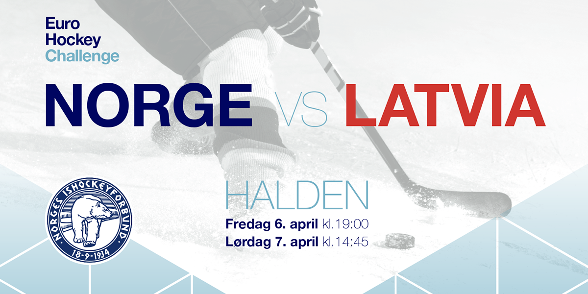 A-landslaget menn: Norge-Latvia i Halden 6.-7. april 2018